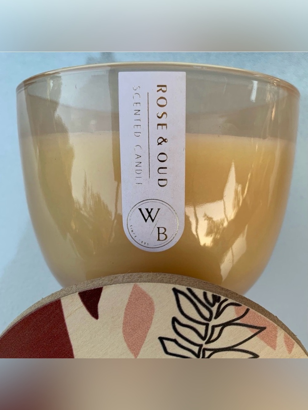 Rose & Oud Western Brook Scented Single Wick Beige Candle - Picture 5 of 9
